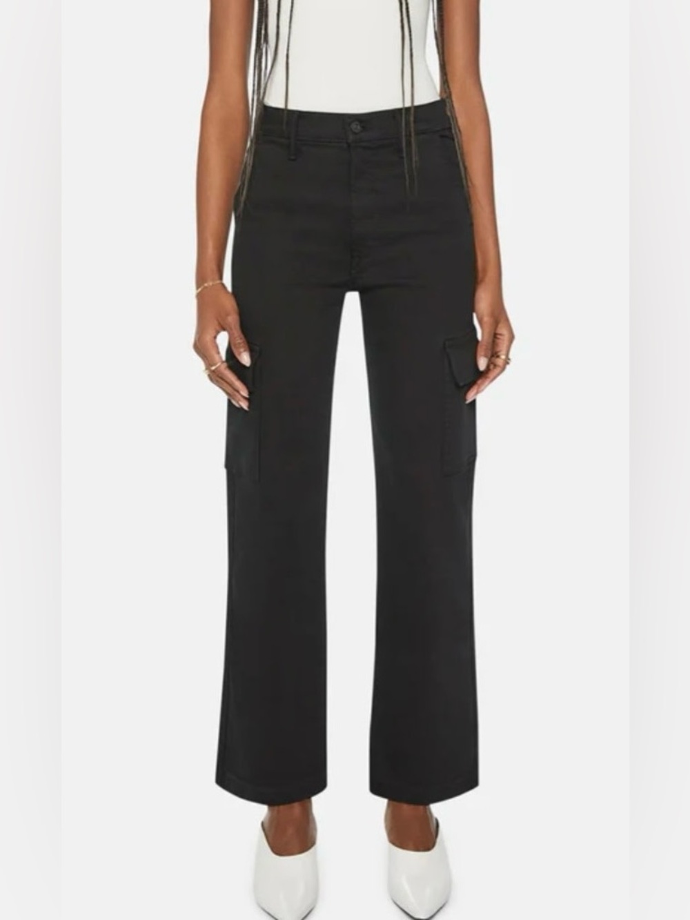 MOTHER The straight up rambler Black High-Rise Cargo skimp Wide-Leg Jeans